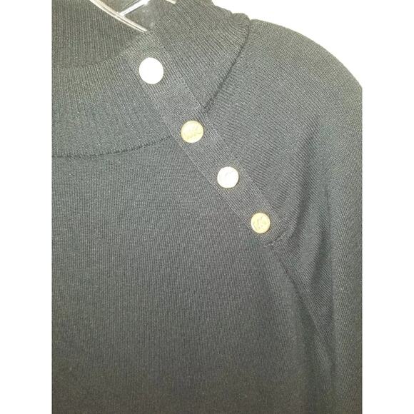 Michael Kors Women's Sweater L Black Buttons Classic‎ Lightweight Layering EUC - Picture 3 of 8